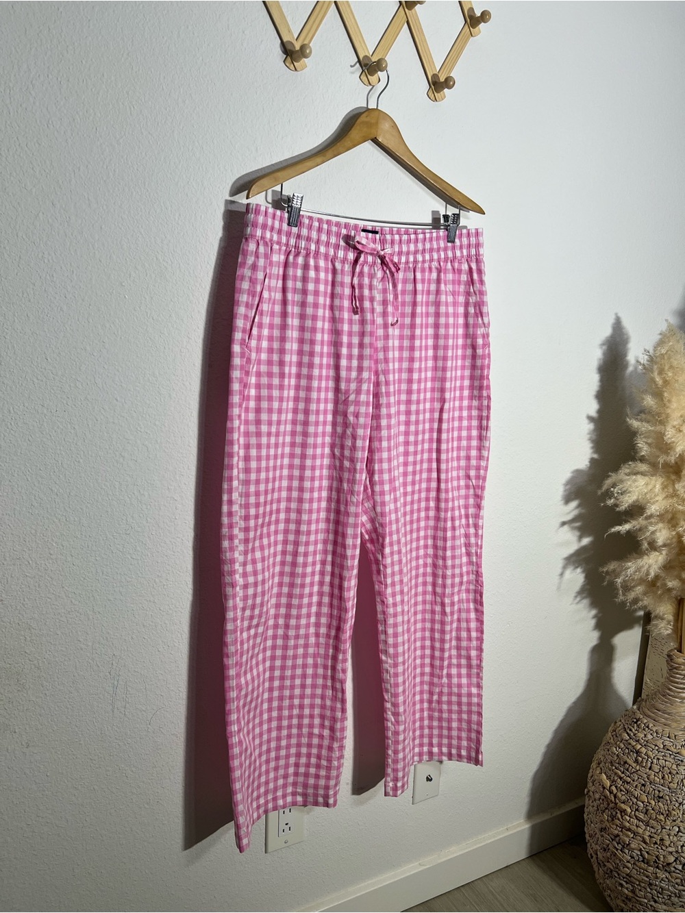 GAP • pink gingham pants 100% cotton size large - Picture 3 of 9